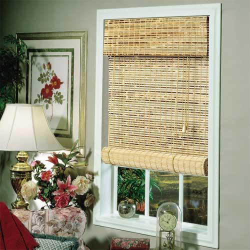 30" x 72" Natural Gold Bamboo Roll-up Blind