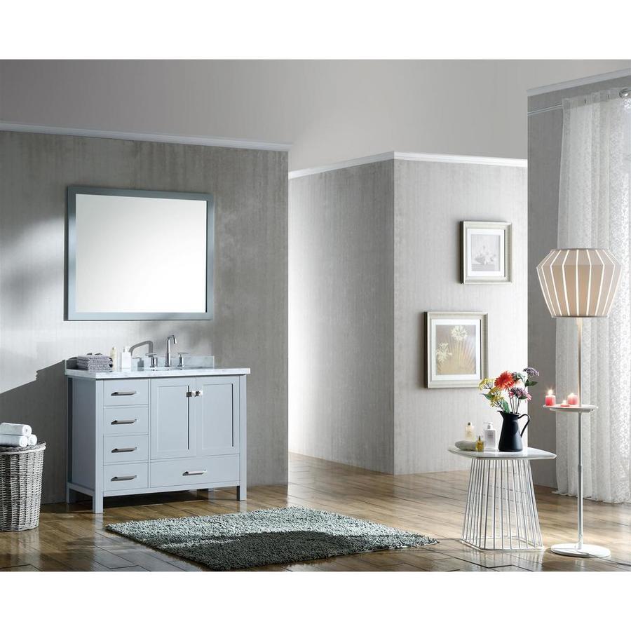 2 Soft Closing Doors 5 Full Extension Dovetail Drawers ARIEL Bathroom Vanity 43 Inch with Carrara White Marble Countertop and Oval Sink in Espresso with Backsplash No Mirror