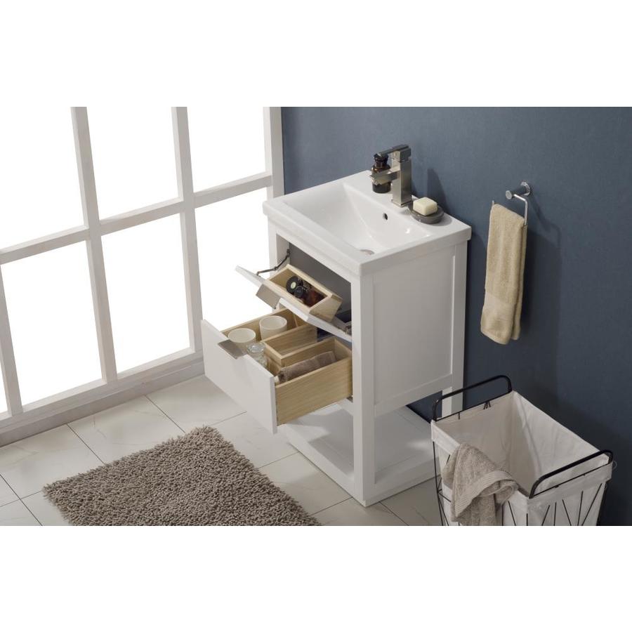 Design Element Klein 20 In White Single Sink Bathroom Vanity With White Porcelain Top In The Bathroom Vanities With Tops Department At Lowes Com