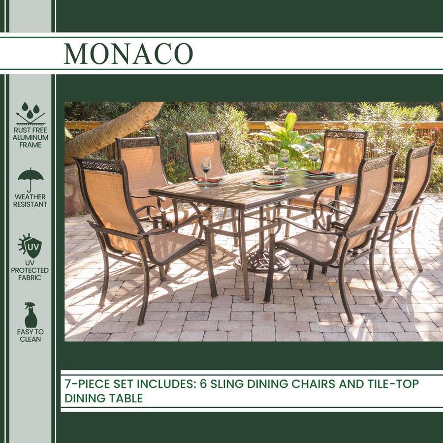 Hanover Monaco 7 Piece Bronze Frame Patio Set With Cedar In The Patio Dining Sets Department At Lowes Com