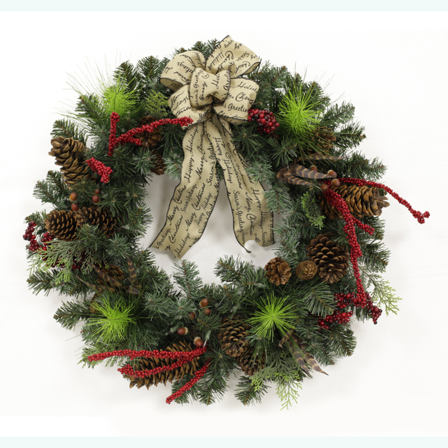 shop holiday living 24 in pre lit pine indoor outdoor artificial christmas wreath with clear shop holiday living 24 in pre lit pine indoor outdoor artificial christmas wreath with clear