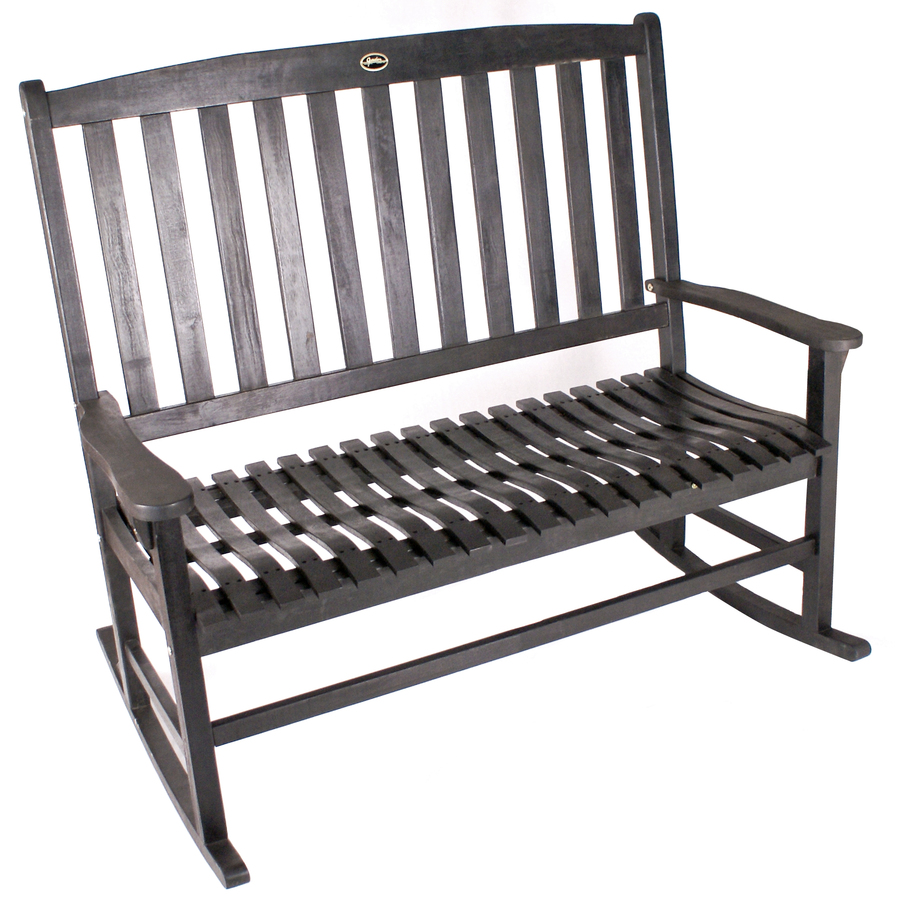 Shop Black Wood Slat Seat Outdoor Rocking Chair at Lowes.com