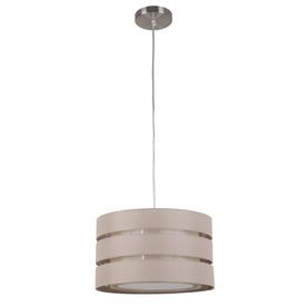 Style Selections 17-in W Brown Pendant Light with Fabric Shade
