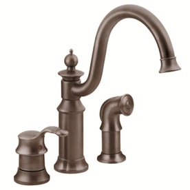 UPC 026508144442 product image for Moen Waterhill Oil-Rubbed Bronze High-Arc Kitchen Faucet with Side Spray | upcitemdb.com