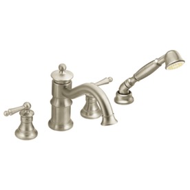 UPC 026508170229 product image for Moen Waterhill Brushed Nickel 2-Handle -Handle Adjustable Deck Mount Tub Faucet | upcitemdb.com