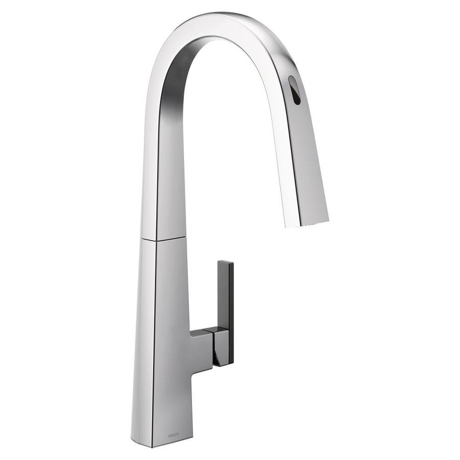 Moen U By Moen Chrome 1 Handle Deck Mount High Arc Touchless Kitchen Faucet Deck Plate Included In The Kitchen Faucets Department At Lowescom