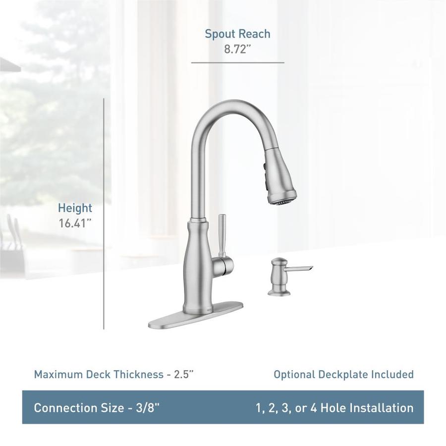 Moen Stableton Spot Resist Stainless 1 Handle Deck Mount Pull Down Handle Kitchen Faucet Deck Plate Included In The Kitchen Faucets Department At Lowescom