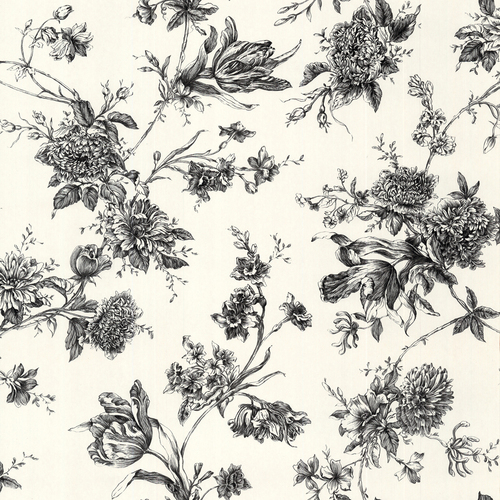 black and white floral wallpaper. Zoomed: allen + roth Black And White Floral Wallpaper