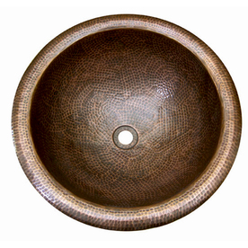 Barclay Hammered Antique Copper Drop-In Round Bathroom Sink with Overflow 6713-AC