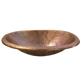 Barclay Hammered Antique Copper Drop-In Oval Bathroom Sink with Overflow 6843-AC