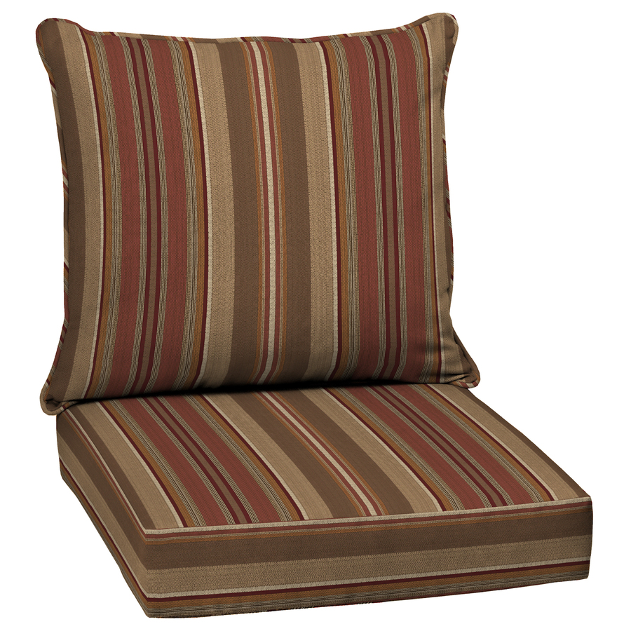 Shop allen + roth Stripe Chili Deep Seat Patio Chair Cushion at Lowes.com