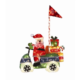 NEW CHRISTMAS LIGHTED 5 FT TINSEL SANTA ON GOLF CART | eBay