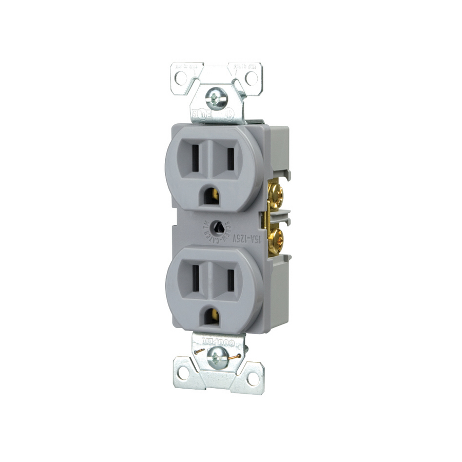 Shop Cooper Wiring Devices 15-Amp Gray Duplex Electrical Outlet at