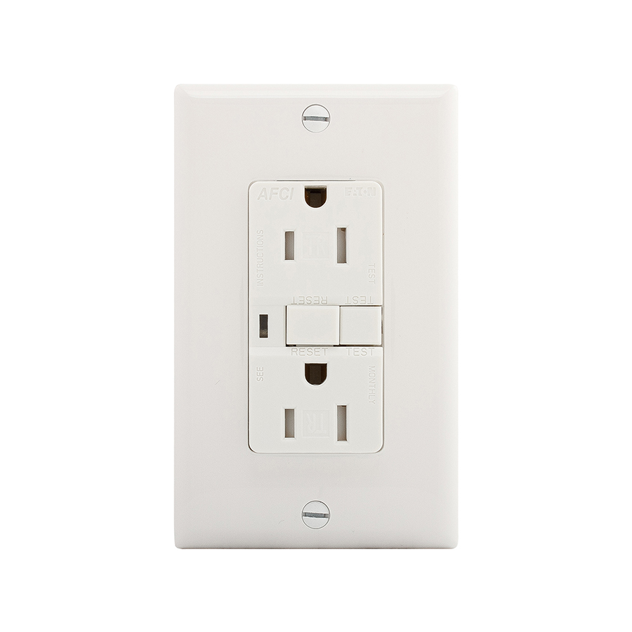 125V Tamper /& Weather Resistant Duplex Receptacle with Standard Size Wallplate Gray Eaton GFCI Self-Test 20A