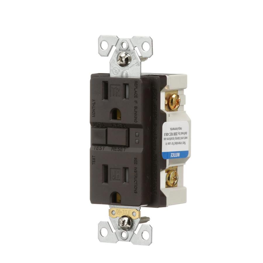 Eaton GFCI Self-Test 15A 125V Tamper Resistant Duplex Receptacle with Standard Size Wallplate Gray