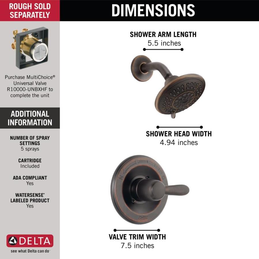 Valve Not Included Venetian Bronze T14238-RB Delta Faucet Lahara 14 Series Single-Function ...