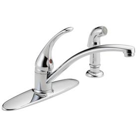 UPC 034449624473 product image for Delta Classic Chrome Low-Arc Kitchen Faucet with Side Spray | upcitemdb.com