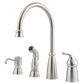 UPC 038877546482 product image for Pfister Avalon Stainless Steel High-Arc Kitchen Faucet with Side Spray | upcitemdb.com