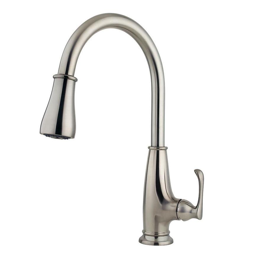 Pfister Ainsley Pfister Stainless Steel 1 Handle Deck Mount High Arc Handle Lever Kitchen Faucet In The Kitchen Faucets Department At Lowescom