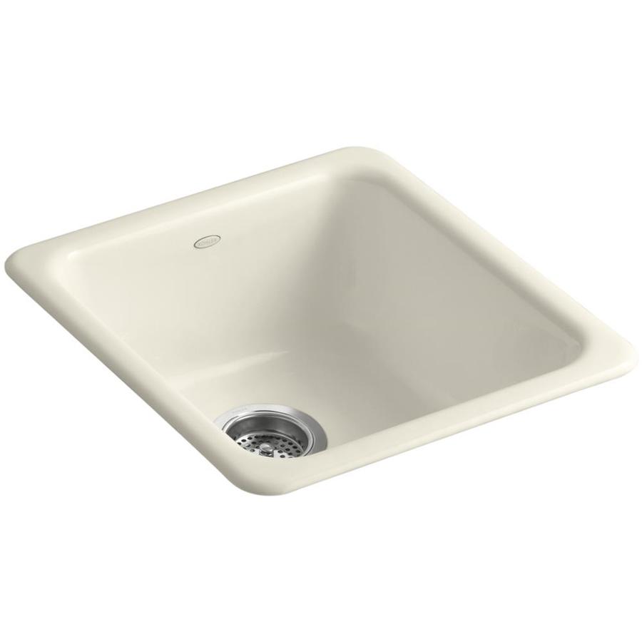 Shop KOHLER Iron/Tones Almond Single-Basin Drop-In Kitchen Sink at ...
