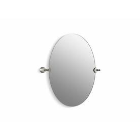 KOHLER 28-1/2-in H x 26-1/8-in W Revival Oval Frameless Bathroom Mirror with Polished Edges 16145-BN