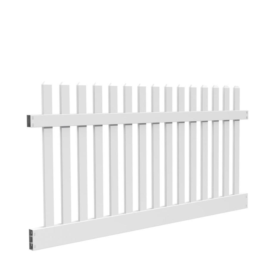 Freedom Ready To Assemble Lennox 4 Ft H X 8 Ft W White Vinyl Dog Ear Fence Panel In The Vinyl Fence Panels Department At Lowes Com