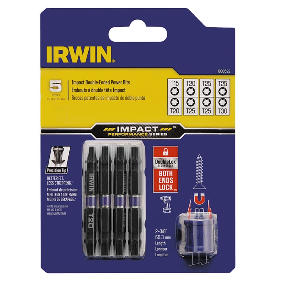 NEW Lot of 5 IRWIN 1903525 Impact Double-Ended Power Bit Performance Series