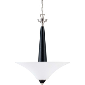 Keen 8.62-in W Nickel and Black Pendant Light with Frosted Glass Shade ...