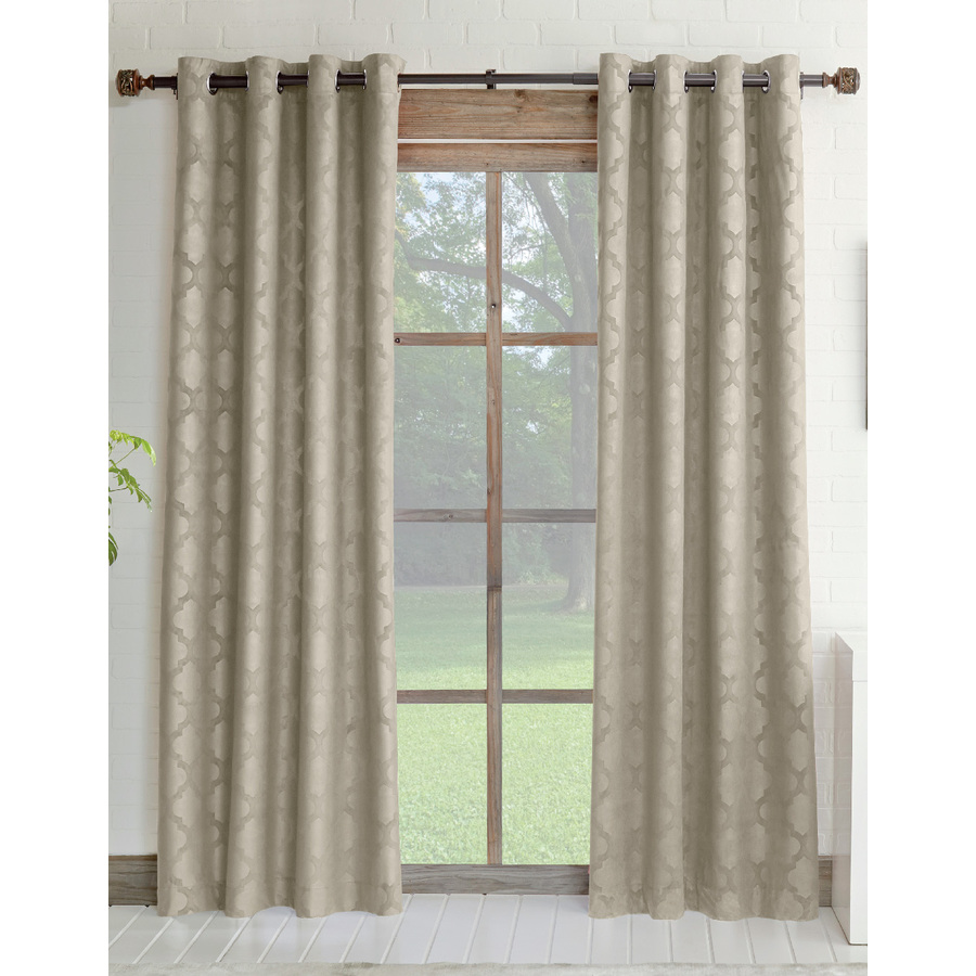 Allen Roth Drenham 95 In Taupe Polyester Rod Pocket Room