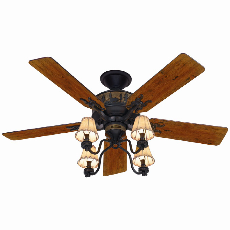 Shop Hunter 52-in Adirondack Bronze Ceiling Fan with Light Kit at ...