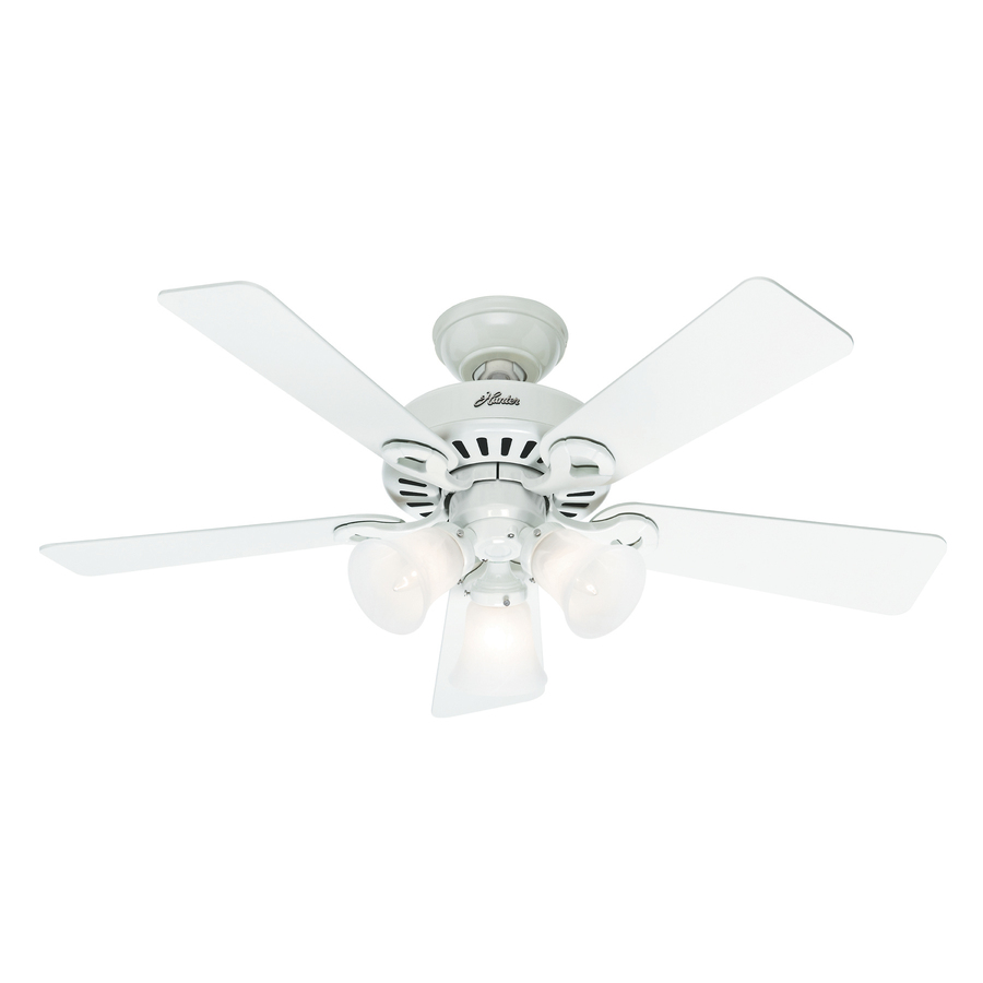 Hunter Ridgefield 5 Minute 44-in White Downrod or Flush Mount Ceiling ...