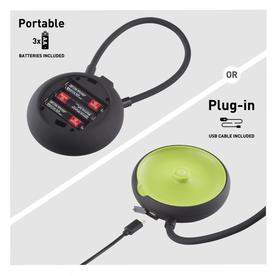 Globe Electric Flexx Multipurpose 6-in-1 Portable Lamp USB Cable and AA Batteries Included 52075 Black Rubberized Finish Dimmable Green Interior Integrated LED