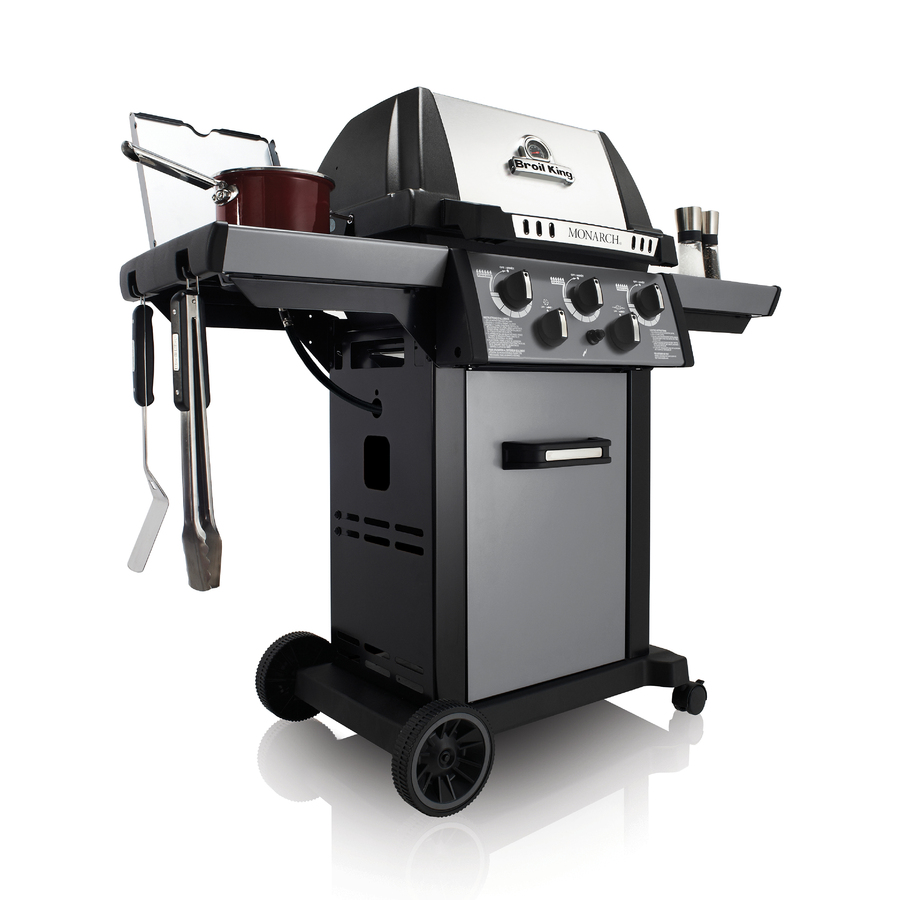 King Monarch 390 Black, Stainless Steel, Metallic Charcoal 3-Burner Liquid Propane Gas Grill with 1 Side Burner with Rotisserie Burner at Lowes.com