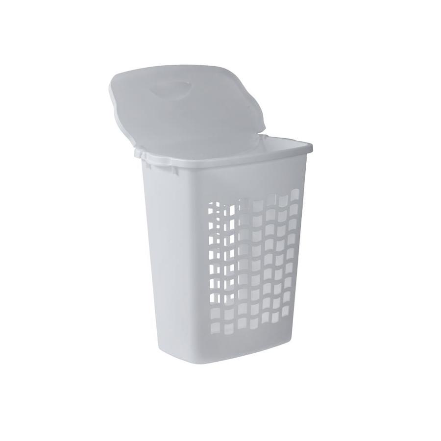 white laundry bin with lid