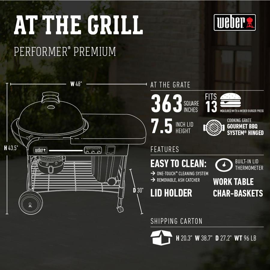 Archeologie Uitreiken twijfel Weber Performer Premium 22-in W Black Kettle Charcoal Grill in the Charcoal  Grills department at Lowes.com