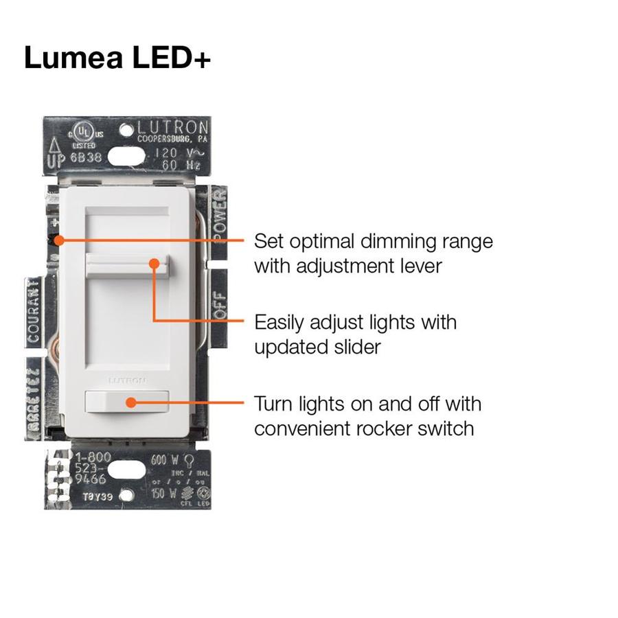 Lutron Lumea Single Pole 3 Way White Led Slide Light Dimmer