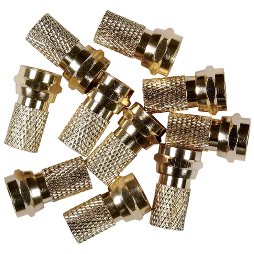 Zoomed: RCA 10-Pack F-Pin Push-On Coax Cable Connectors