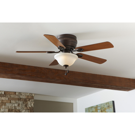 Harbor Breeze Mayfield 44 In Nickel Led Indoor Flush Mount Ceiling Fan With Light Kit 5 Blade In The Ceiling Fans Department At Lowes Com