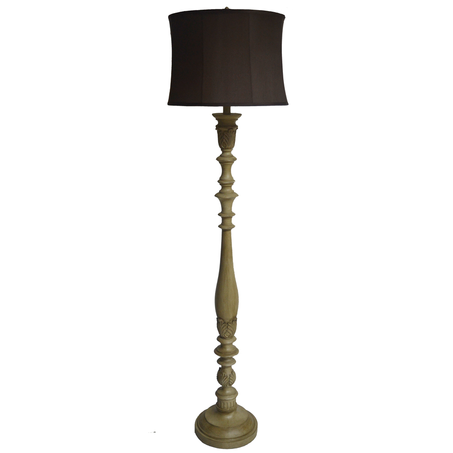 Floor Lamps Antique on Shop Portfolio Antique Ivory Floor Lamp With Brown Shade At Lowes Com