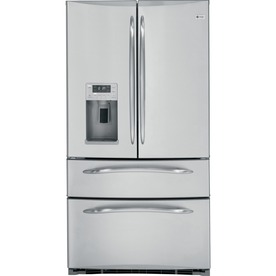GE Profile 20.7-cu ft French Door Counter-Depth Refrigerator with Single Ice Maker (Stainless Steel) PGCS1RKZSS