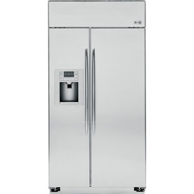 GE Profile 25.2-cu ft Side-By-Side Counter-Depth Refrigerator with Single Ice Maker (Stainless Steel) PSB42YSXSS