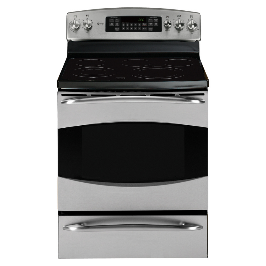 GE Profile 30 Inch Smooth Surface Freestanding Electric Range (Color Stainless Steel)