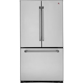 GE Cafe 20.7-cu ft French Door Counter-Depth Refrigerator with Single Ice Maker (Stainless Steel) CFCP1NIZSS
