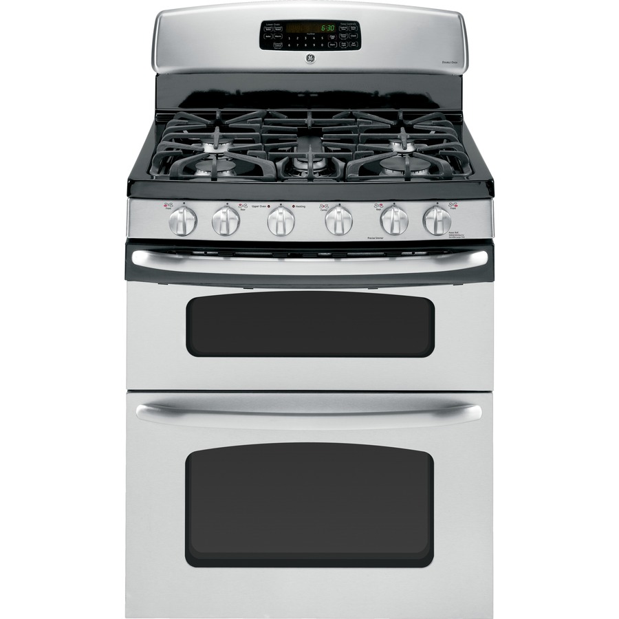 Shop GE 30 in 5 Burner 2.4 cu ft/4.3 cu ft Double Oven Convection Gas 