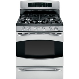 GE Profile 30-in 5-Burner 5.4-cu ft/1-cu ft Self-Cleaning Double Oven Convection Dual Fuel Range (Stainless Steel) P2B930SETSS