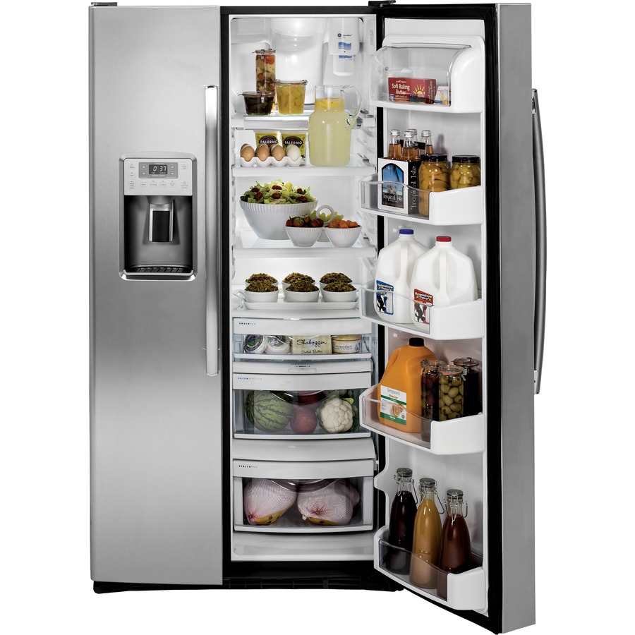 Ge Profile 29 1 Cu Ft Side By Side Refrigerator With Single Ice Maker Stainless Steel In The Side By Side Refrigerators Department At Lowes Com