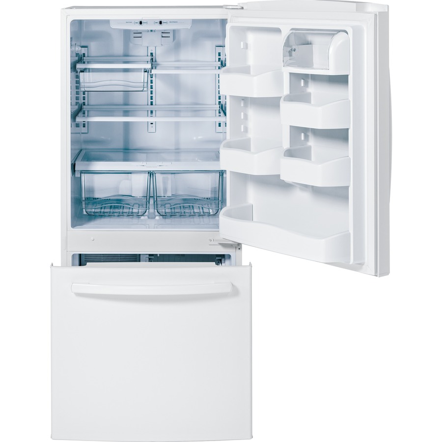 GE 20.2-cu ft Bottom-Freezer Refrigerator with Ice Maker (White) at