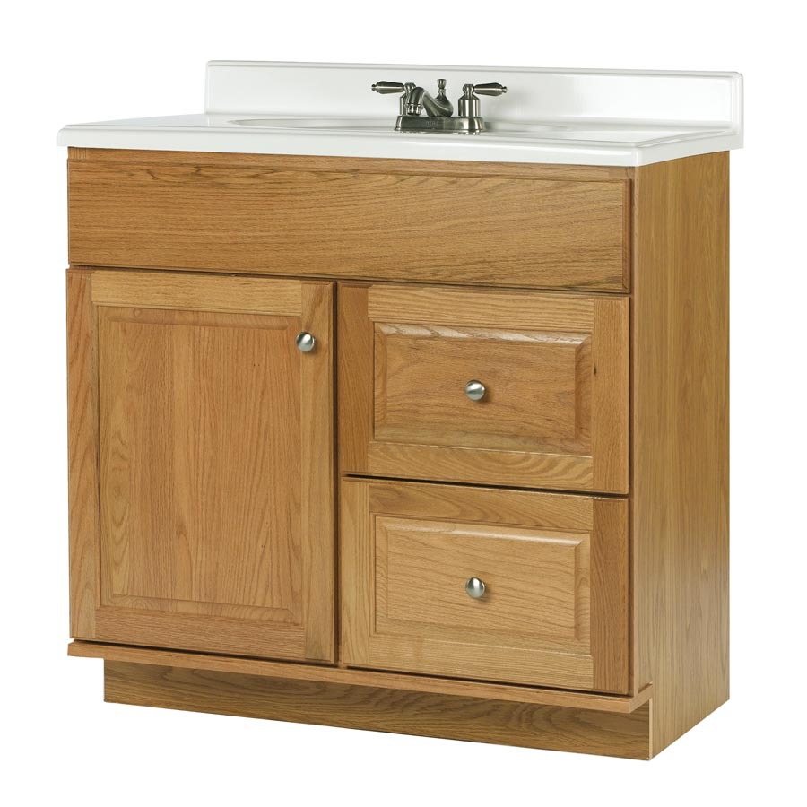 Shop allen + roth Castlebrook Honey Traditional Bathroom Vanity (Actual