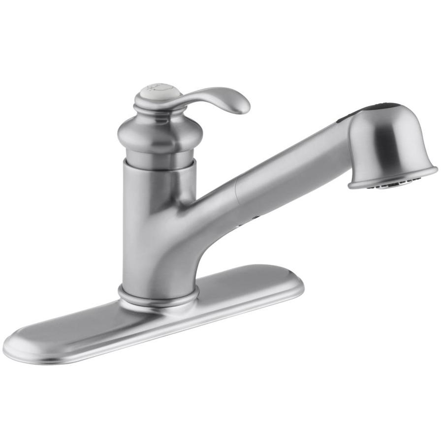 shop kohler fairfax brushed chrome 1 handle pull out kitchen faucet at lowes com shop kohler fairfax brushed chrome 1 handle pull out kitchen faucet at lowes com