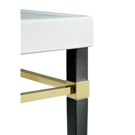KOHLER Black Leather Square Tapered French Gold Metal Table Leg 6899-AF-LT